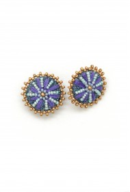 Embroidered Denim Daisy Studs